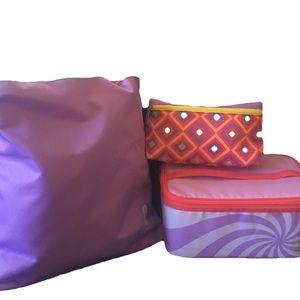Clinique 3 piece tote set Purple/white